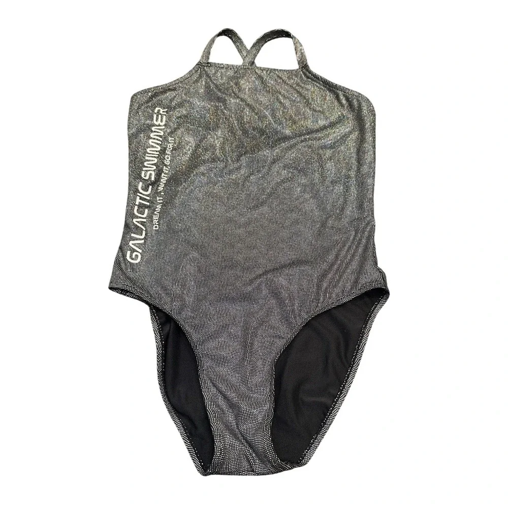 Zara Black Metallic Youth‎ Girl Swim Suit One Piece Size 11-12
